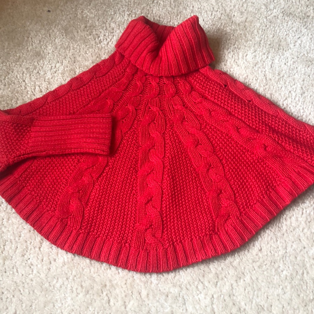 5t red sweater poncho